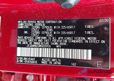 2021 Lexus Nx 300 from USA, damaged, VIN JTJDARBZ3M5020926